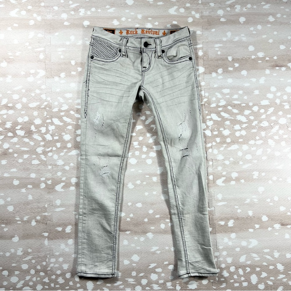 Rock Revival Low Rise Skinny Fit Stretch Denim Jeans in Maple Women's Size 25 - Picture 4 of 10